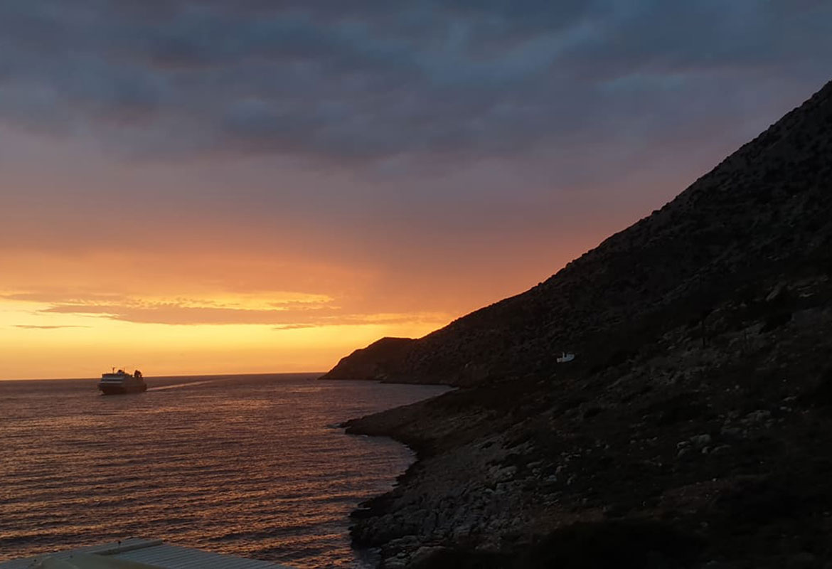 Sunset view from Delfini restaurant in Sifnos