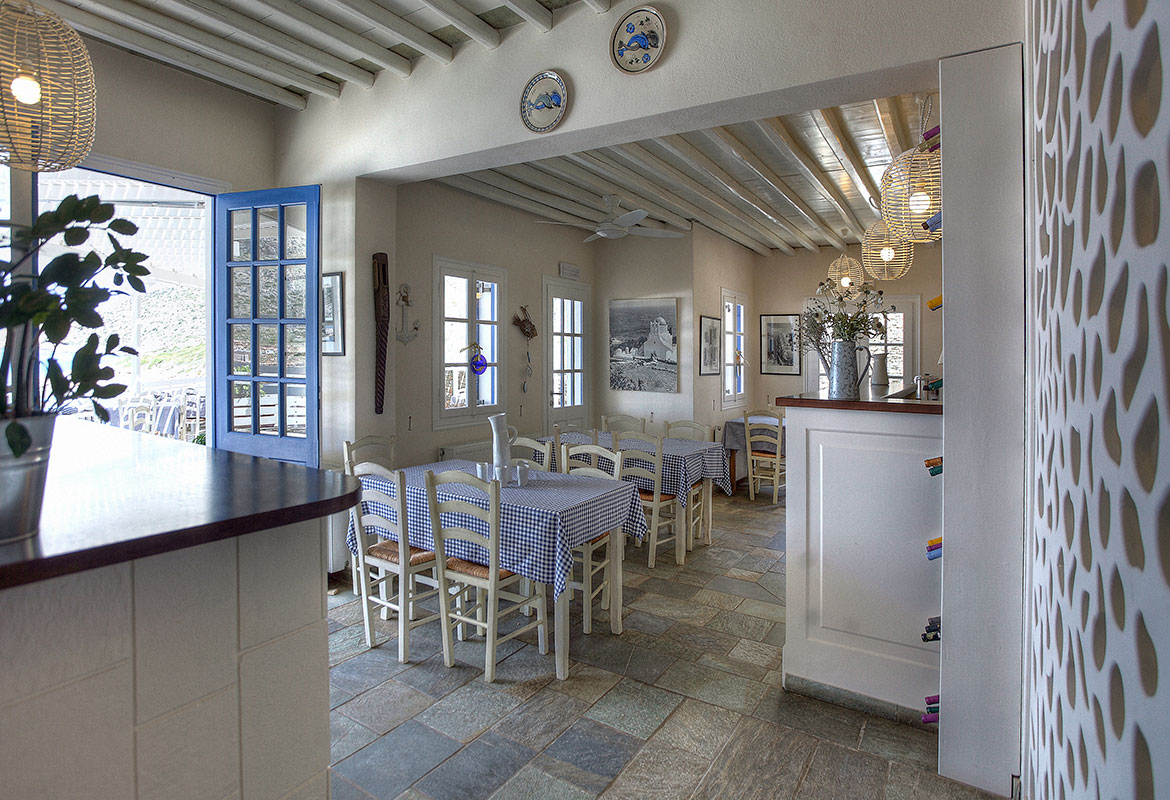 Interior of Delfini restaurant in Sifnos